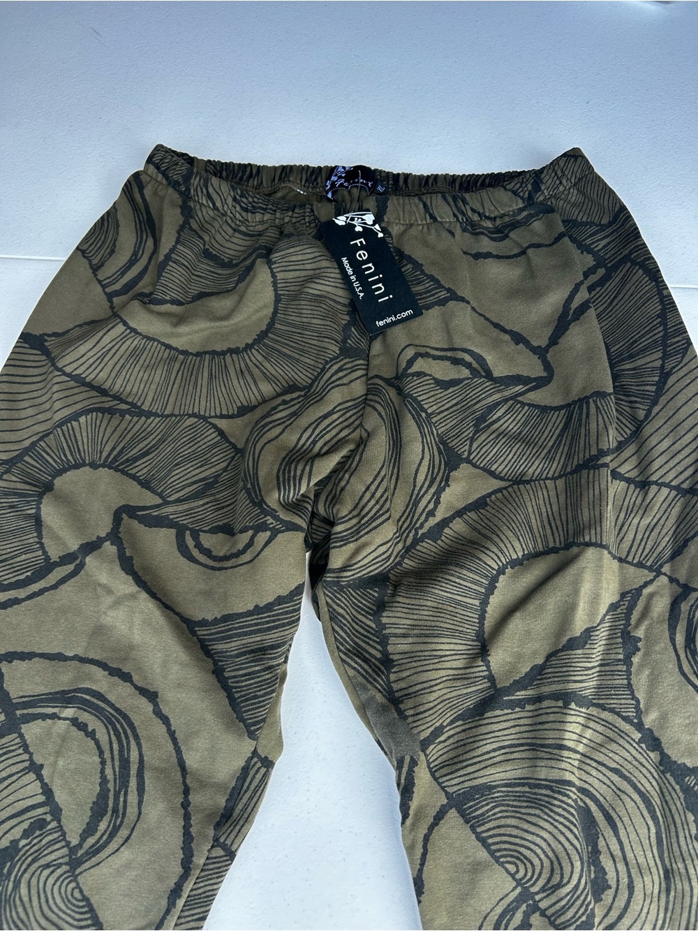 Fenini nwts. Olive Abstract Print Wide-Leg Pants - Picture 5 of 12
